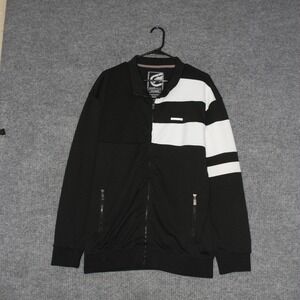 ECKO UNLTD Track Jacket Mens XL Black White Full Zip Color Block Streetwear